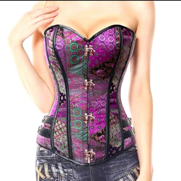 Charmain Other - Charmian Steampunk Gothic Spiral Steel Boned Brocade Waist Cincher Corset